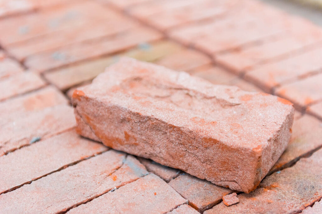 Piles of facing bricks